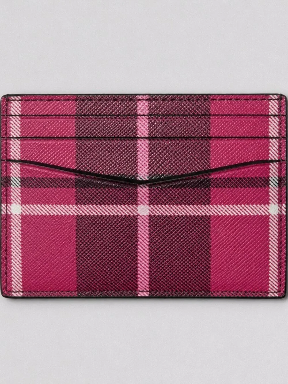 kate spade pink plaid card holder slim leather wallet